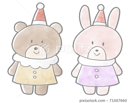 Bears and rabbits with the image of Christmas 71087660