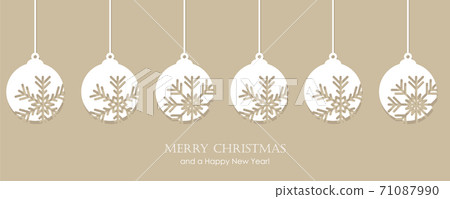 christmas card with snowflake tree balls decoration 71087990