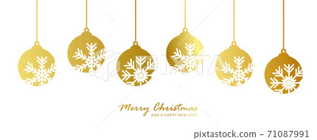 golden christmas card with snowflake decoration 71087991