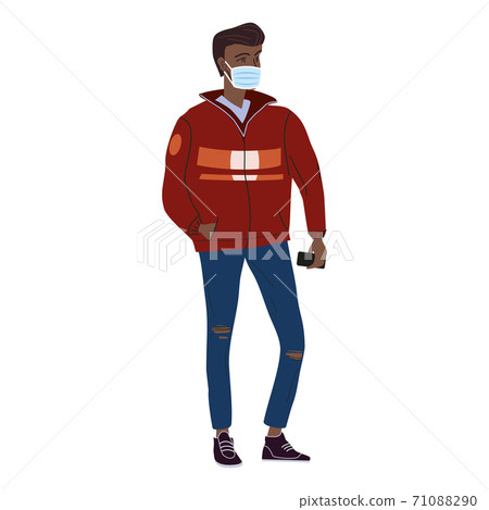 Young man student in modern autumn trendy... - Stock Illustration ...