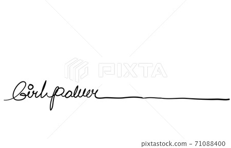girl power word with continuous thin line art style hand drawn doodle vector 71088400