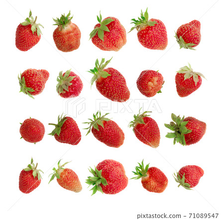 Organic Strawberry Isolated on White Background Close Up Organic Strawberry Isolated on White Background Close Up 71089547