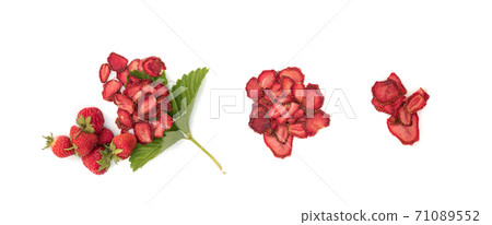 Dehydrated Dry Strawberries Isolated on White Background 71089552
