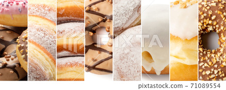 Donut Berliner Texture Collage, Various Donuts Collection 71089554