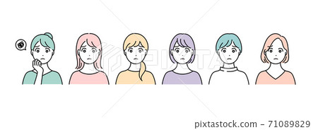 女性上半身困擾的臉集 71089829