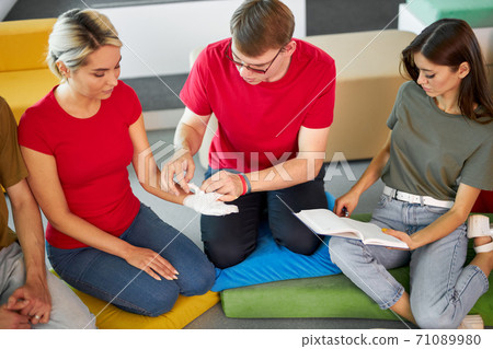 confident male instructor show and talk about the first emergency CPR confident male instructor show and talk about the first emergency CPR 71089980