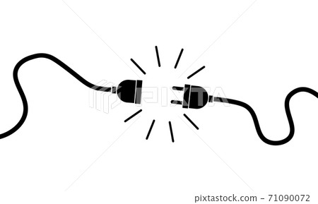 Electric plug, socket unplugged. 404 error, loss of connect. Vector on isolated white background. Eps 10. 71090072