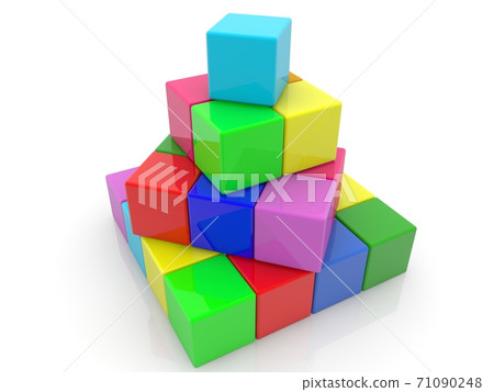 Abstract colorful toy cubes pyramid Abstract colorful toy cubes pyramid 71090248