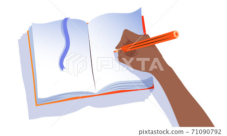 Top view illustration of hands writing in notebook Top view illustration of hands writing in notebook 71090792
