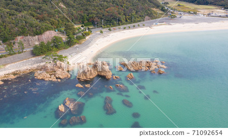 Fukui Prefecture Suishohama beach drone aerial view 71092654