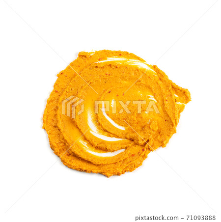 Orange Hummus Smear Isolated Spicy Tahini Spread 71093888