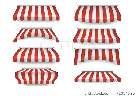 Realistic Detailed 3d Sunshade Outdoor Awnings Set. Vector 71094589