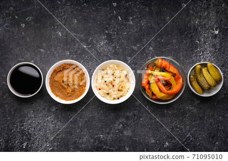 Variety of healthy fermented foods in one raw 71095010