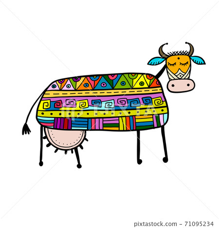 Funny cow, sketch for your design 71095234