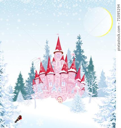 Princess castle in winter forest Princess castle in winter forest 71095294