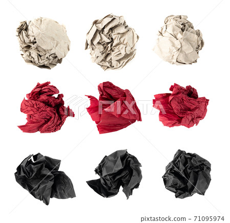 Set of Crumpled Paper Ball Isolated on White background Set of Crumpled Paper Ball Isolated on White background 71095974