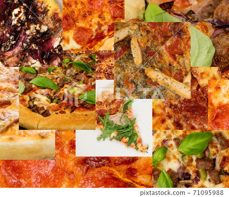 Pizza Food Collage, Various Pepperoni Collection Mix 71095988