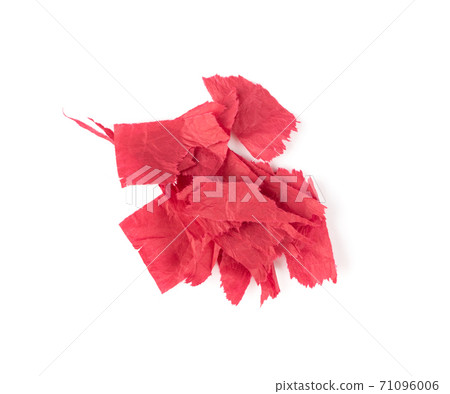 Red Torn Tissue Paper Strips Isolated on White Red Torn Tissue Paper Strips Isolated on White 71096006