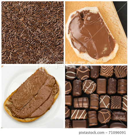 Sandwich with Chocolate Paste, Bread and Sweet Chocolate Cream Sandwich with Chocolate Paste, Bread and Sweet Chocolate Cream 71096091