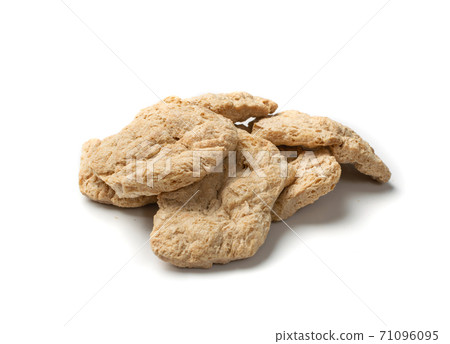 Raw Dehydrated Soy Meat or Soya Chunks Isolated Raw Dehydrated Soy Meat or Soya Chunks Isolated 71096095