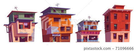 Poor dirty houses, buildings in ghetto area Poor dirty houses, buildings in ghetto area 71096666