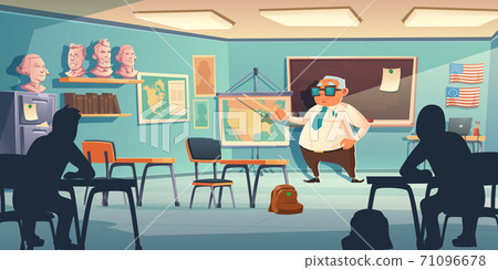 Teacher train children history in school classroom Teacher train children history in school classroom 71096678