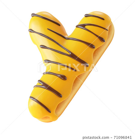 Glazed donut font 3d rendering letter Y Glazed donut font 3d rendering letter Y 71096841
