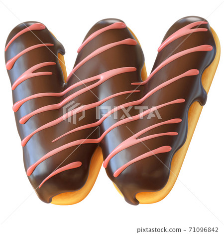 Glazed donut font 3d rendering letter W Glazed donut font 3d rendering letter W 71096842