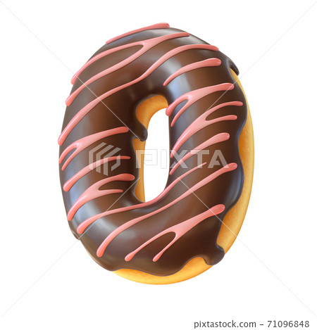 Glazed donut font 3d rendering letter O Glazed donut font 3d rendering letter O 71096848