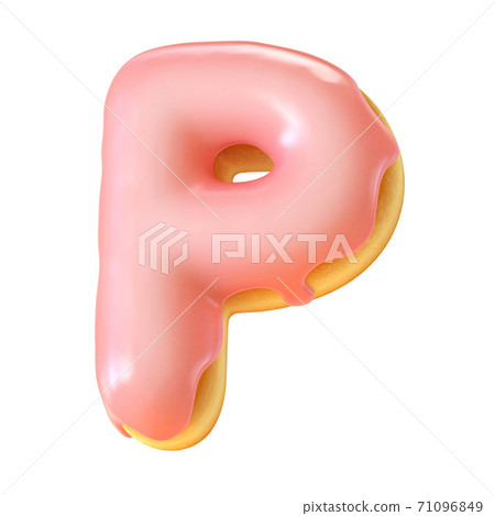 Glazed donut font 3d rendering letter P Glazed donut font 3d rendering letter P 71096849