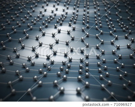 Graphene molecular grid, graphene atomic structure concept, hexagonal geometric form, nanotechnology background 3d rendering Graphene molecular grid, graphene atomic structure concept, hexagonal geometric form, nanotechnology background 3d rendering 71096927