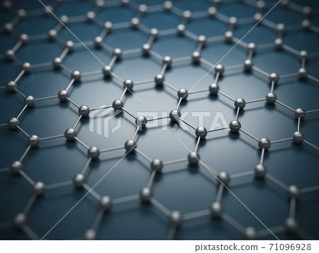 Graphene molecular grid, graphene atomic structure concept, hexagonal geometric form, nanotechnology background 3d rendering 71096928