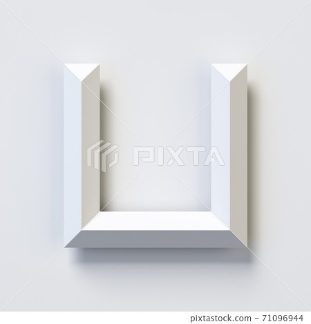 Square three dimensional font, white, simple, geometric, casting shadow on the background wall, 3d rendering, letter U Square three dimensional font, white, simple, geometric, casting shadow on the background wall, 3d rendering, letter U 71096944