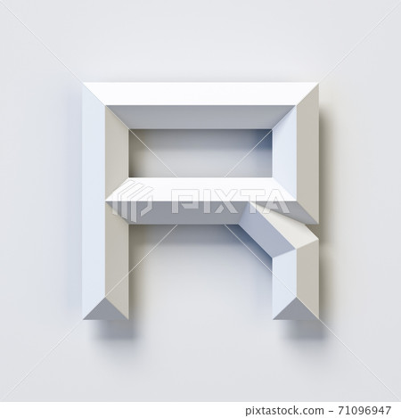 Square three dimensional font, white, simple, geometric, casting shadow on the background wall, 3d rendering, letter R Square three dimensional font, white, simple, geometric, casting shadow on the background wall, 3d rendering, letter R 71096947