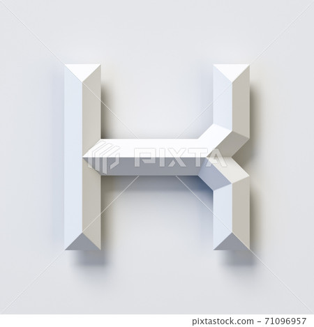 Square three dimensional font, white, simple, geometric, casting shadow on the background wall, 3d rendering, letter K 71096957