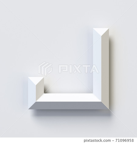 Square three dimensional font, white, simple, geometric, casting shadow on the background wall, 3d rendering, letter J 71096958