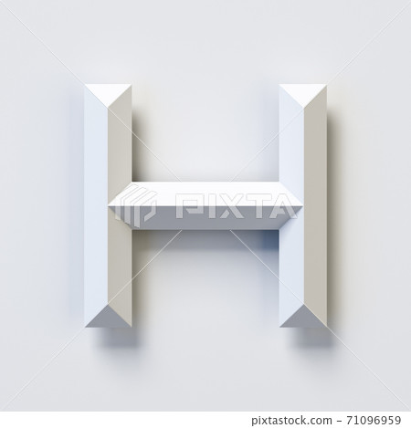 Square three dimensional font, white, simple, geometric, casting shadow on the background wall, 3d rendering, letter H Square three dimensional font, white, simple, geometric, casting shadow on the background wall, 3d rendering, letter H 71096959