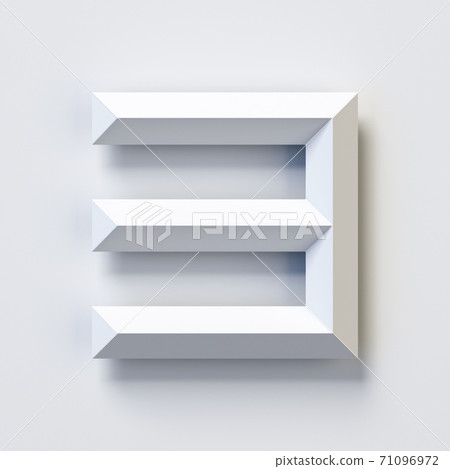 Square three dimensional font, white, simple, geometric, casting shadow on the background wall, 3d rendering, number 3 71096972