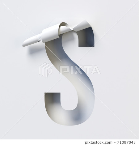 Cut out curled paper font 3d rendering letter S 71097045