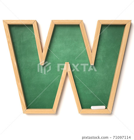 Chalkboarf font 3d rendering letter W 71097114