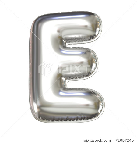 Silver balloon font 3d rendering, letter E 71097240