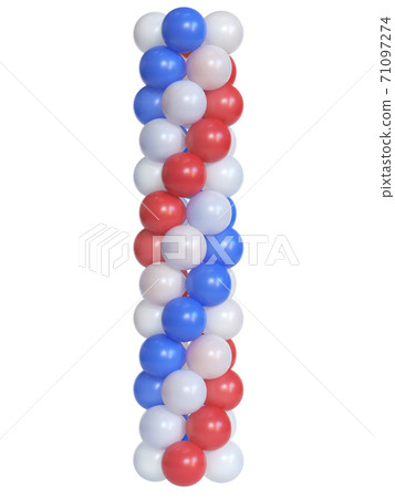 Vertical lienar balloon cluster, balloon column, celebration design element, 3d rendering 71097274