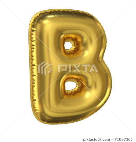 Golden balloon font 3d rendering, letter B 71097305