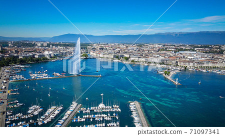 Lake Geneva in Switzerland from above Lake Geneva in Switzerland from above 71097341