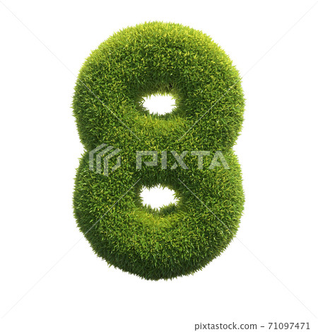 Grass font 3d rendering number 8 Grass font 3d rendering number 8 71097471