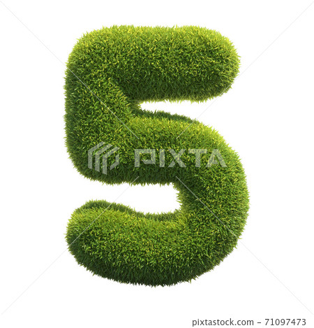 Grass font 3d rendering number 5 71097473