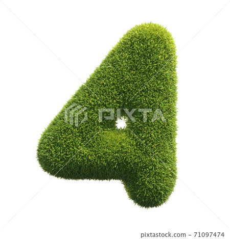 Grass font 3d rendering number 4 Grass font 3d rendering number 4 71097474