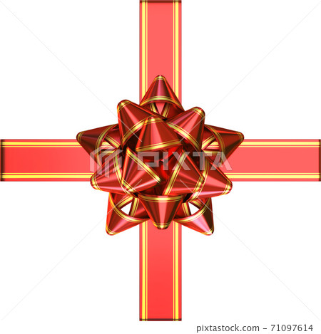 Red bow with ribbons for gift box decoration 3d rendering 71097614