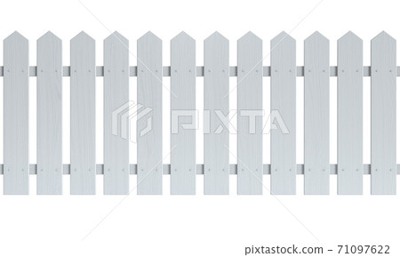 Seamless wooden fence painted white isolated on white background 3d rendering 71097622