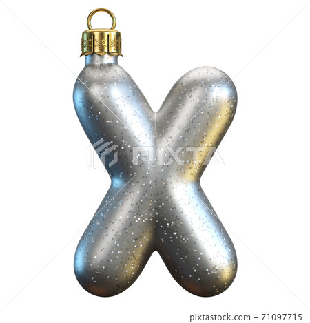 Christmas tree decoration font, 3d rendering, letter X 71097715